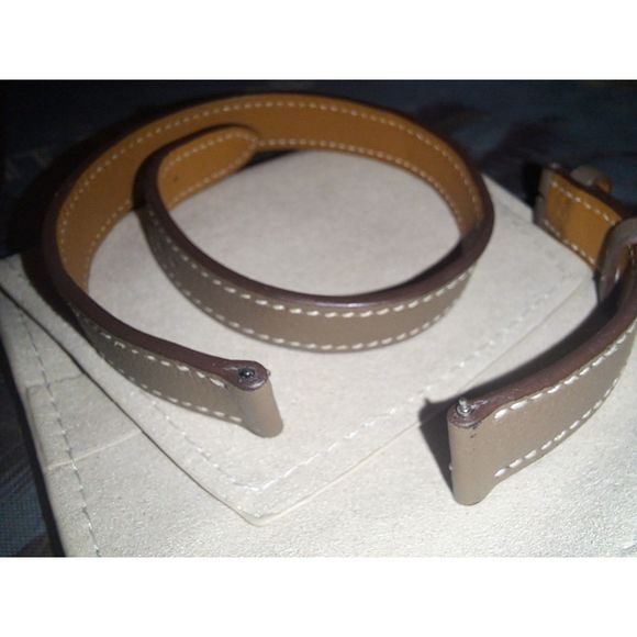 Double Tour Leather Watch Strap Smooth Calfskin for Apple Watch No Buckle - Picture 3 of 10